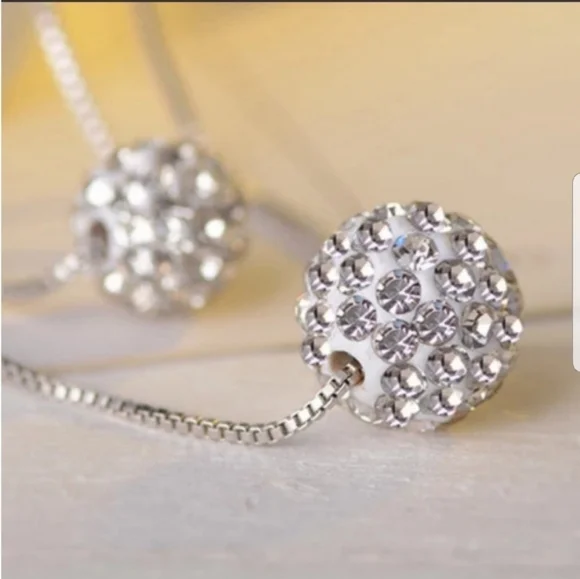 Swarovski Elements 925 Sterling Silver Disco Ball Drop Earrings NEW - Picture 13 of 15